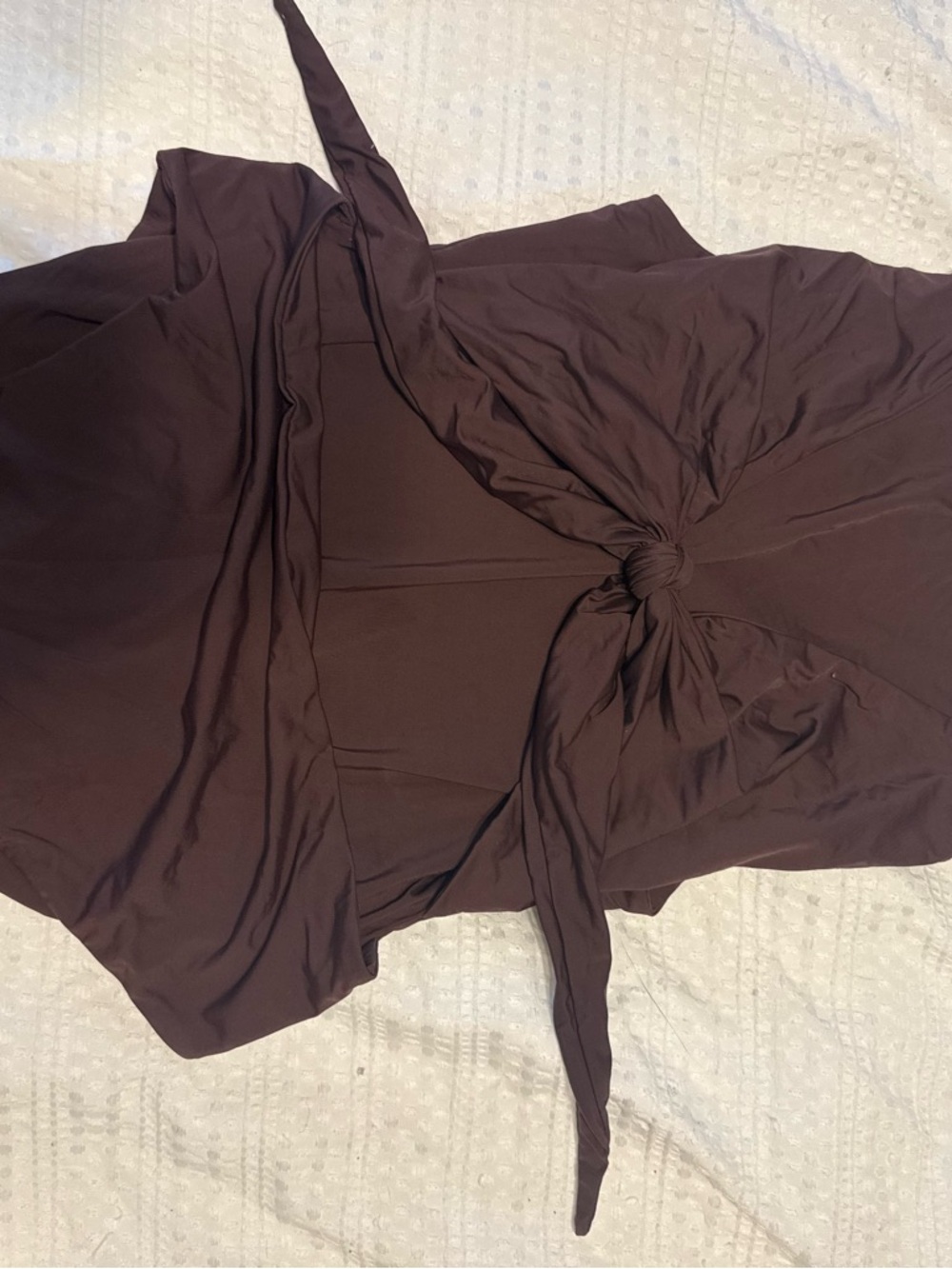 Women’s One-Piece Swimsuit with Front Tie - Chocolate Brown